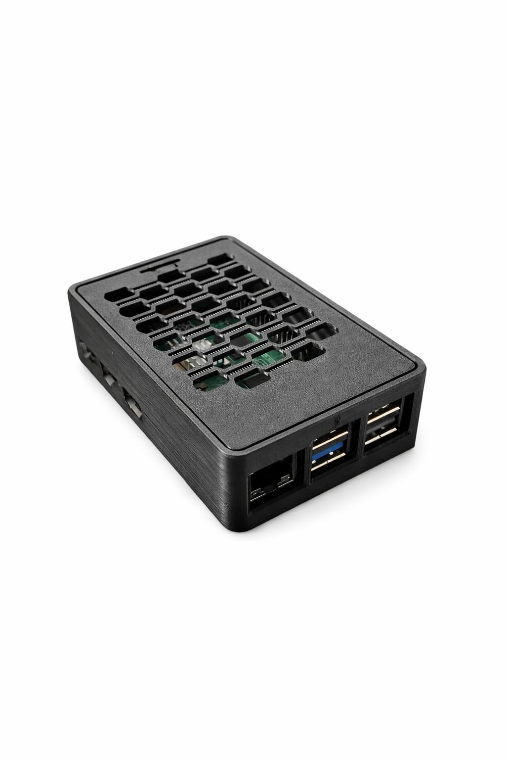Raspberry Pi 5 Case – Black, Ventilated Cooling Design, Precision Fit, Easy Access to Ports