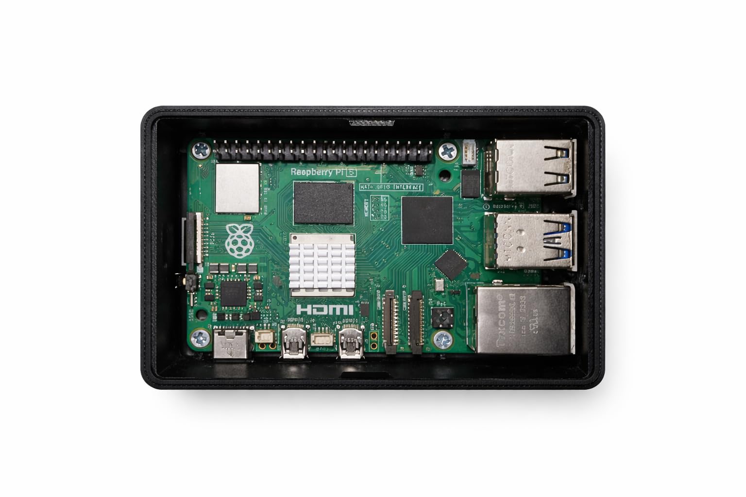 Raspberry Pi 5 Case – Black, Ventilated Cooling Design, Precision Fit, Easy Access to Ports