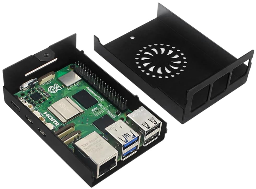 Raspberry Pi 5 Metal Case (Aluminum Alloy Shell) + Active Cooler