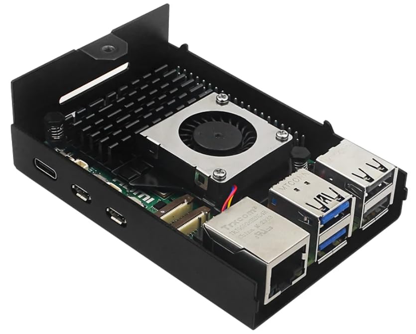 Raspberry Pi 5 Metal Case (Aluminum Alloy Shell) + Active Cooler