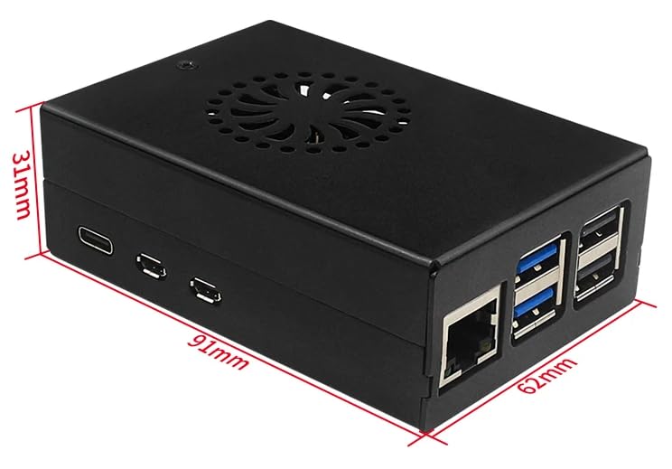 Raspberry Pi 5 Metal Case (Aluminum Alloy Shell) + Active Cooler